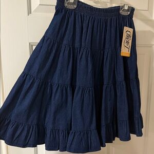Circle T Navy Tiered A-Line Skirt